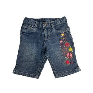 VTG Arizona Jean Co. Girls’ Denim Jean Shorts 3T Embroidered Hearts & Peace Sign